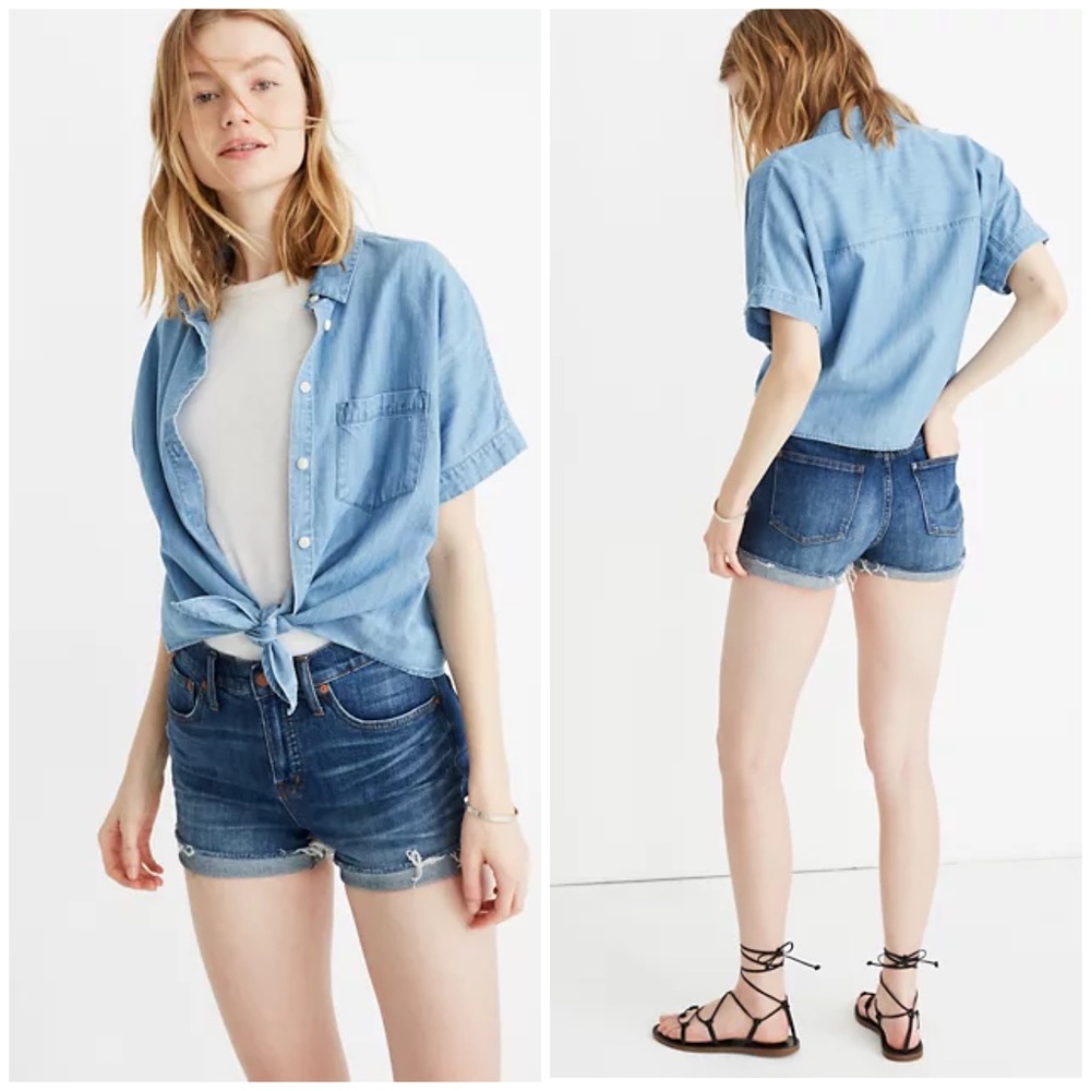 Madewell High Waist Denim Shorts - Dark Blue